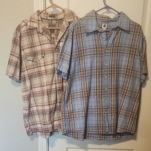 St. John's Bay Men's Plaid Shirts in Blue and Beige